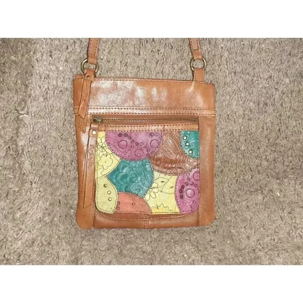 Fossil-Patchwork Leather Multicolor Crossbody-Vin… - image 2